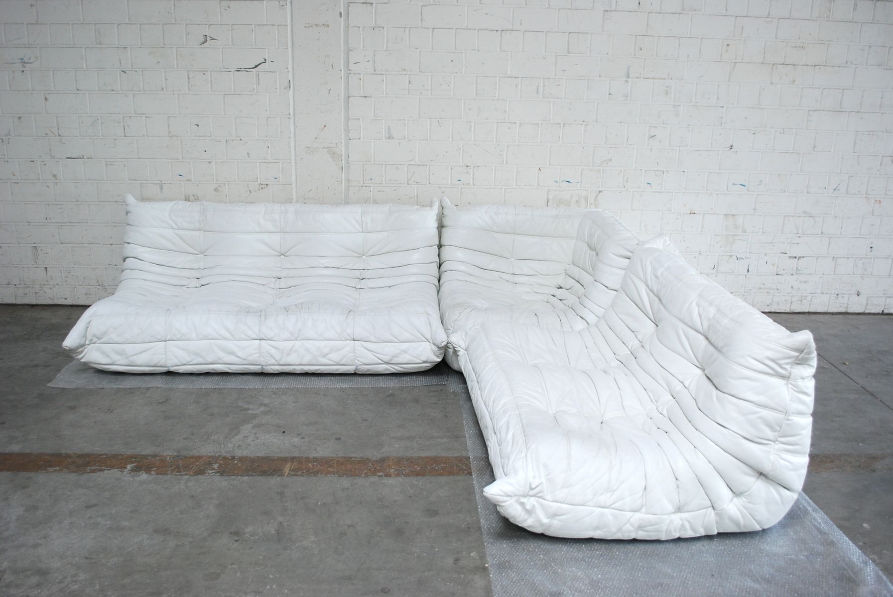 White Togo Modular Leather Sofa from Ligne Roset for sale at Pamono