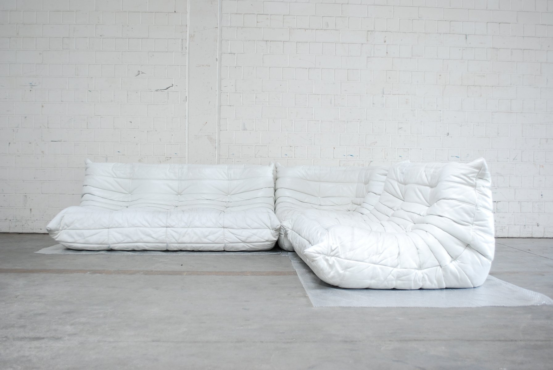 White Togo Modular Leather Sofa from Ligne Roset for sale at Pamono