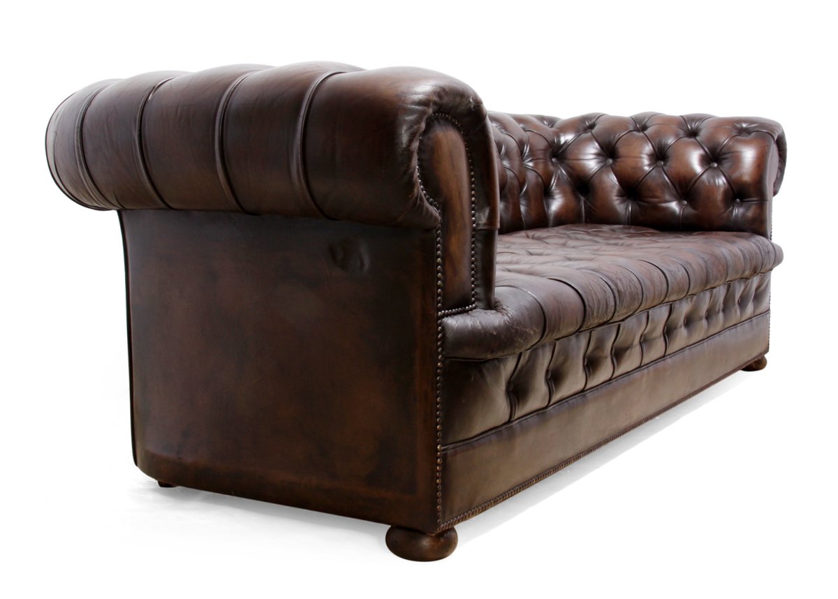 Vintage Brown Leather Chesterfield Sofa, 1960s for sale at Pamono Vintage Brown Leather Chesterfield Sofa, 1960s for sale at Pamono