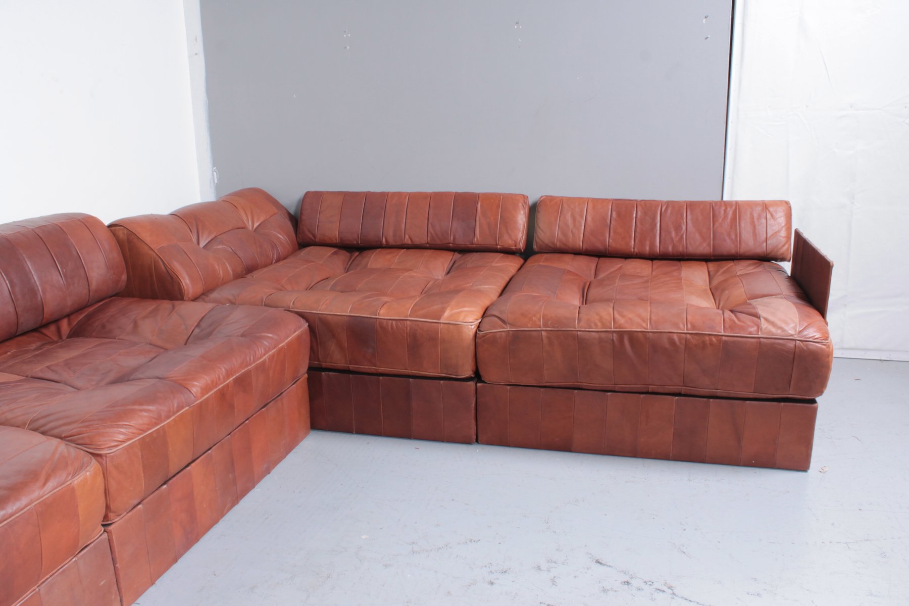 DS88 Cognac Leather Modular Sofa from de Sede 1975 for sale at Pamono