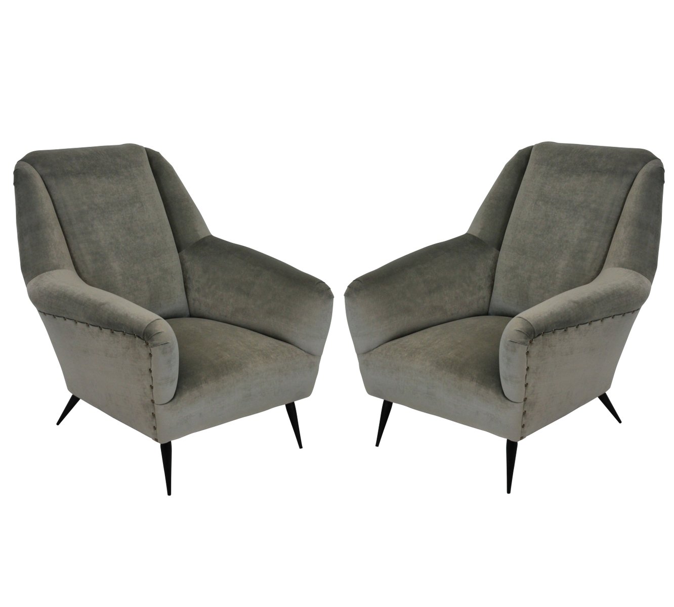 Mid Century Velvet Armchairs Gio Ponti Set Of 2 For Sale At Pamono pertaining to The Most Amazing  2 armchairs intended for Your house