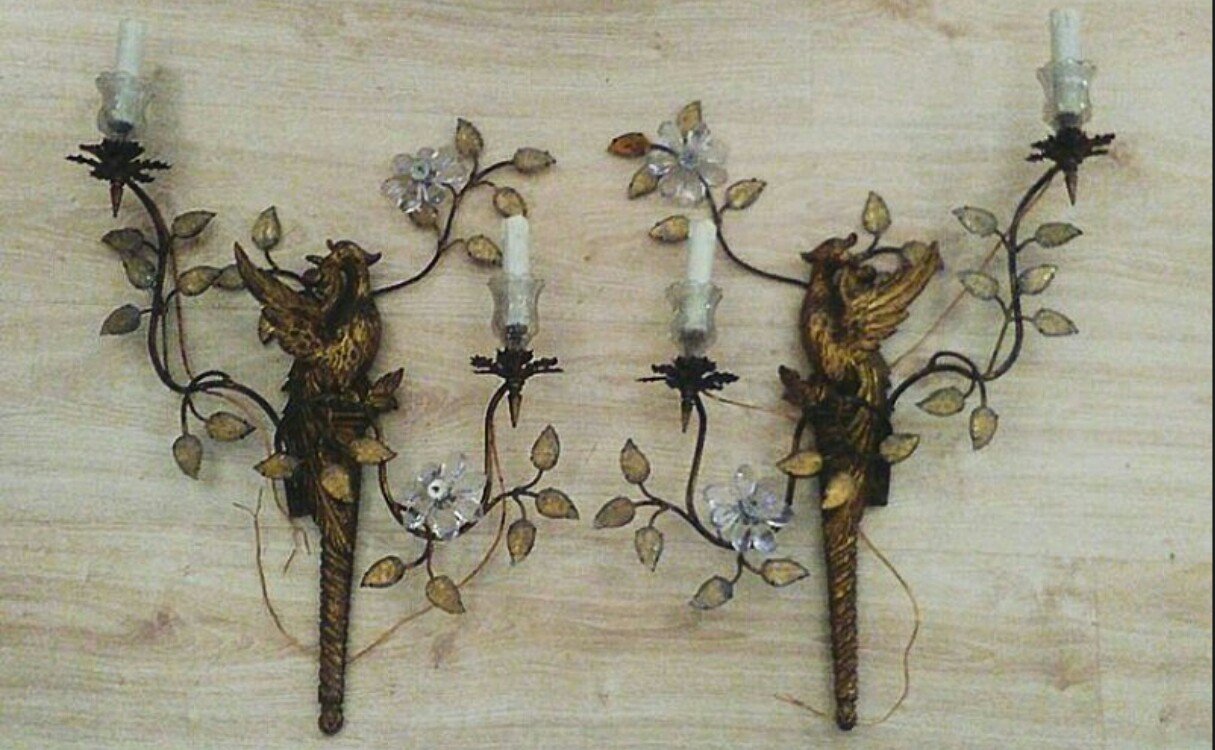antike wandleuchten in blumen optik 2er set 1