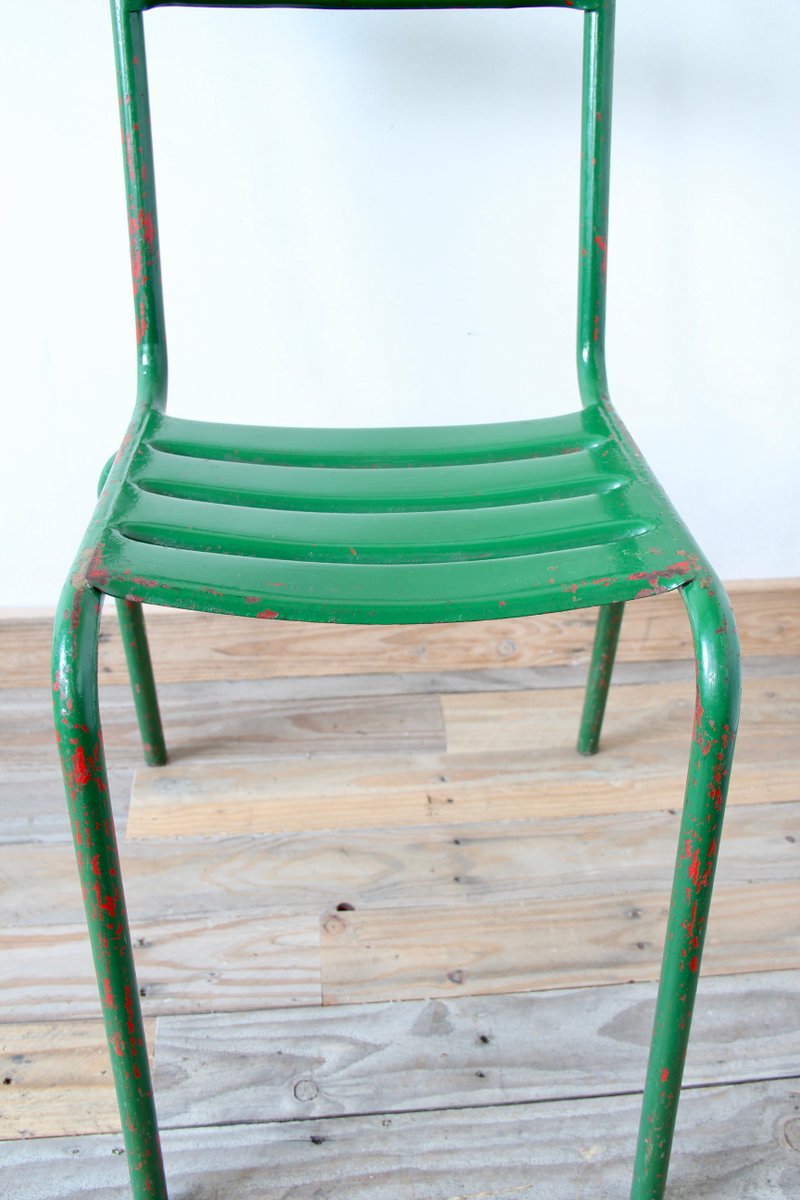 Vintage Green Metal Bistro Chairs, Set of 4 for sale at Pamono