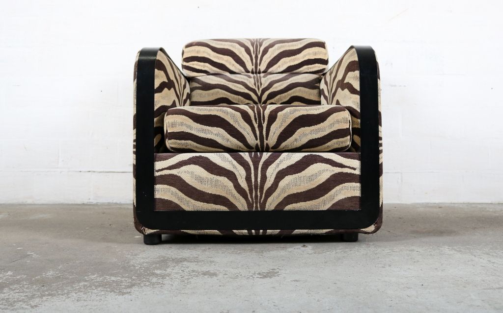 MidCentury Zebra Print Club Chair for sale at Pamono