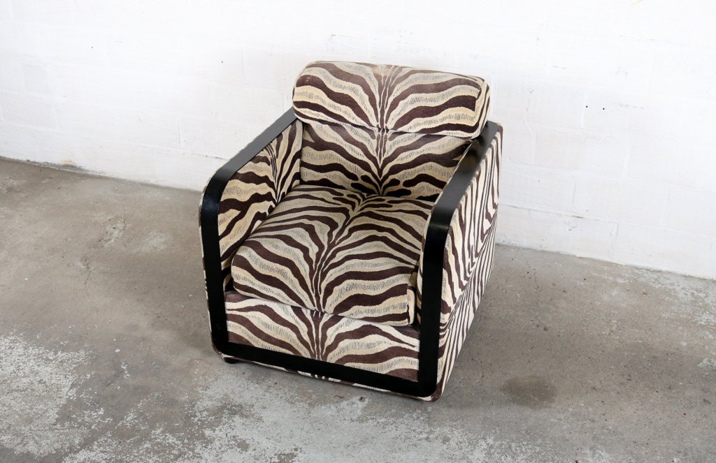 MidCentury Zebra Print Club Chair for sale at Pamono