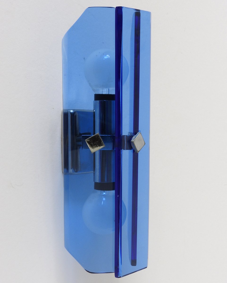 Vintage Blue Glass Wall Lamp, 1970s for sale at Pamono