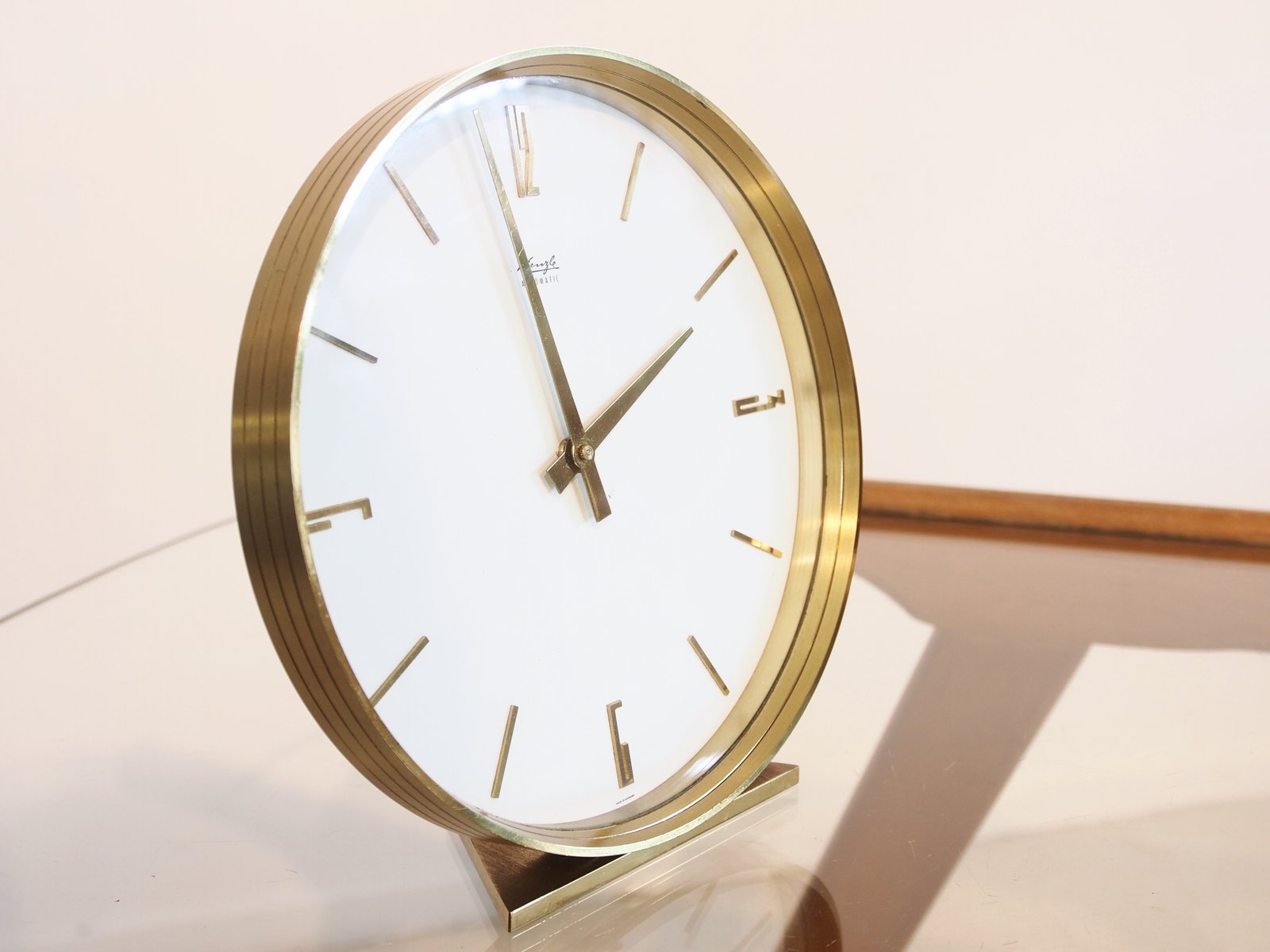 Mid Century Brass Table Clock From Kienzle For Sale At Pamono 5826