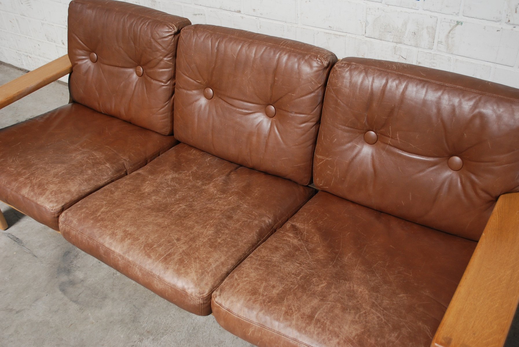 Vintage Bonanza Cognac Brown Leather Sofa by Esko Pajamies for