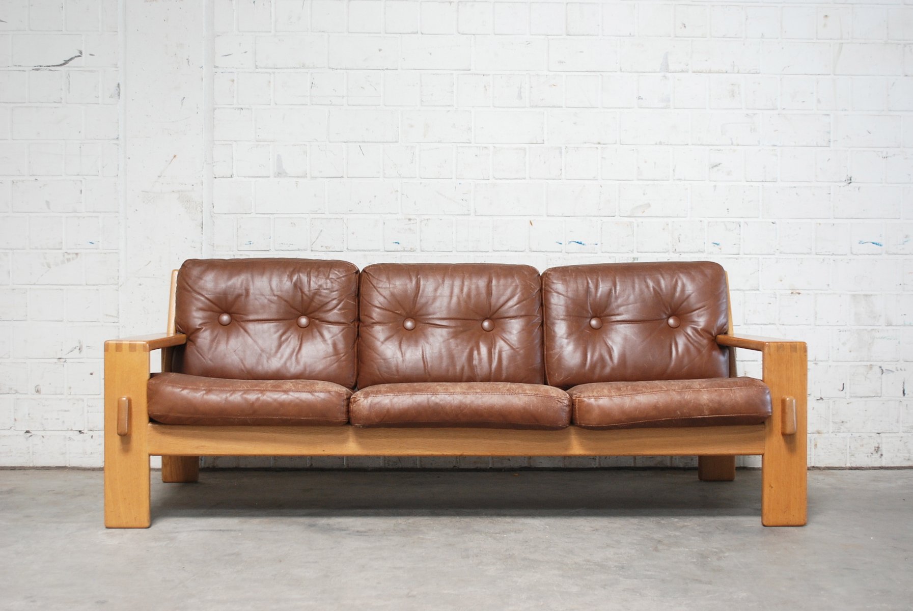 Vintage Bonanza Cognac Brown Leather Sofa by Esko Pajamies for