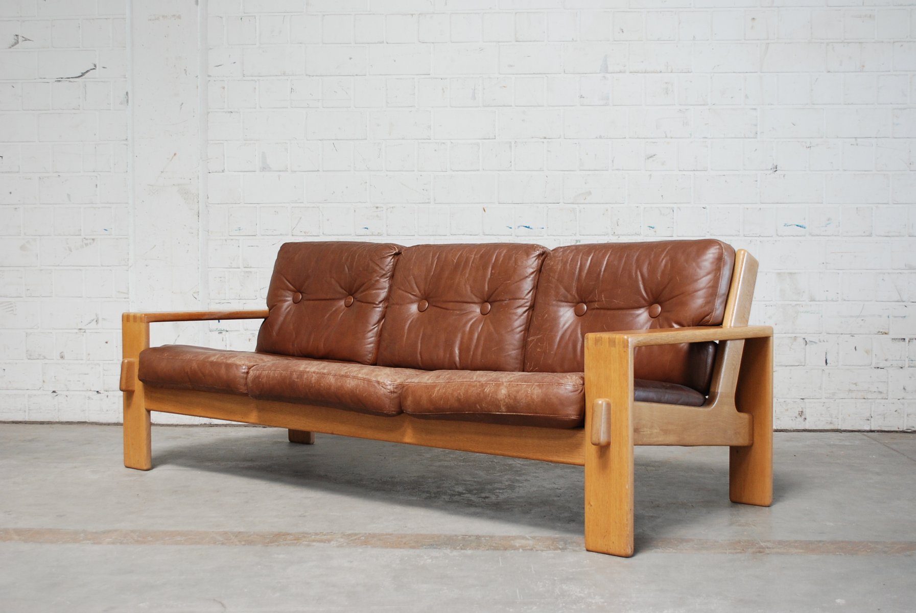 Vintage Bonanza Cognac Brown Leather Sofa by Esko Pajamies for
