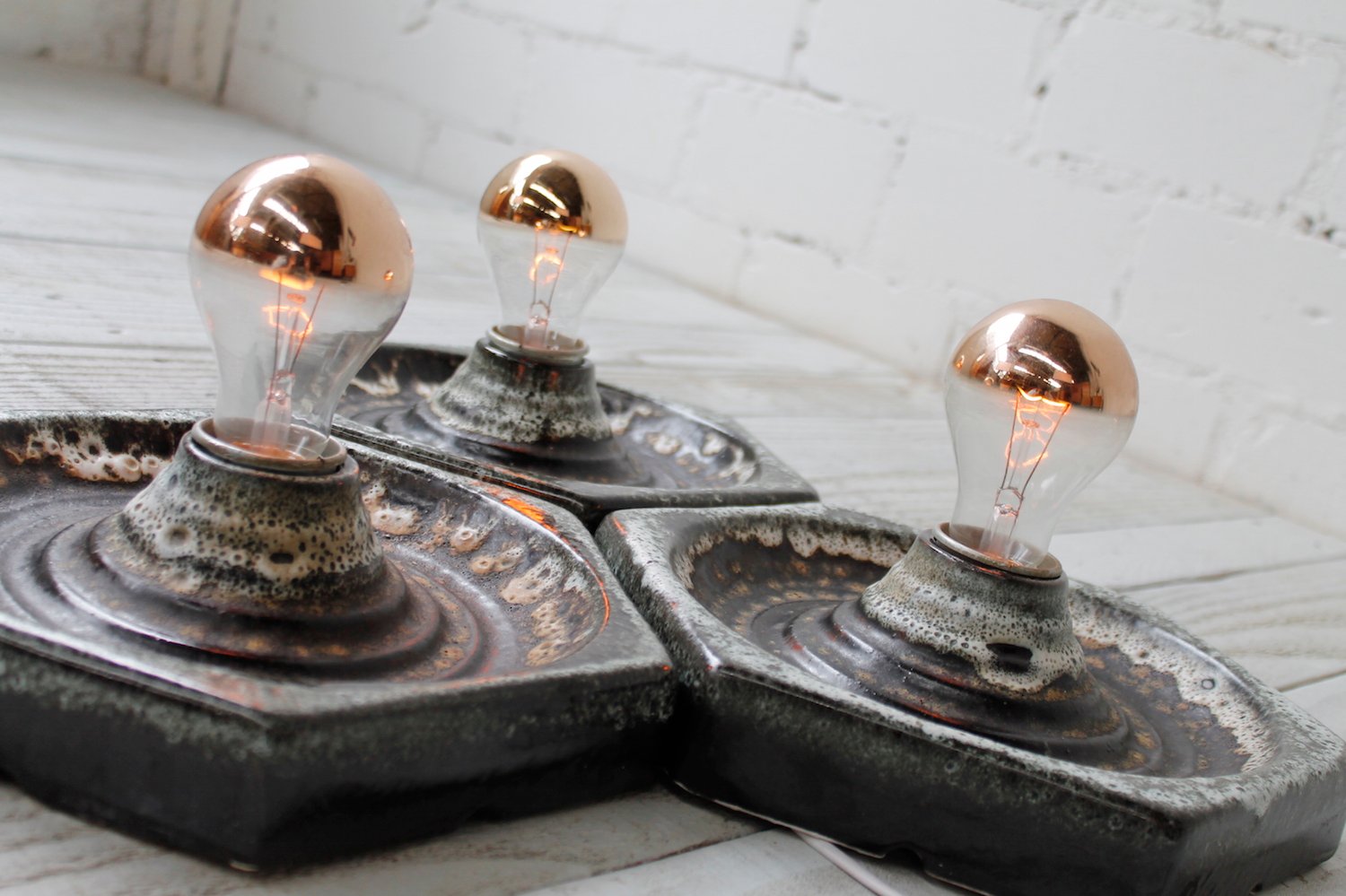 Ceramic Wall Lights, 1970s, Set of 3 for sale at Pamono