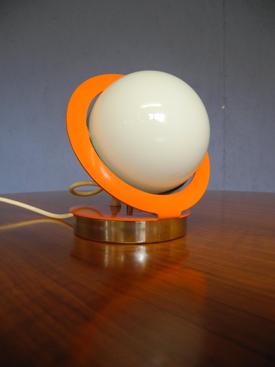 Mid Century Spherical Orange Space Age Saturn Lamp With