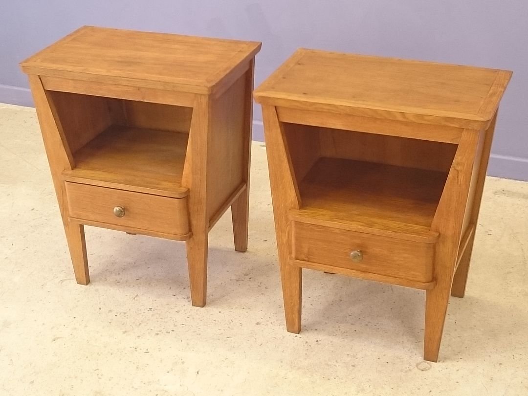 Modernist Light Oak Night Stands by René Gabriel, 1950s, Set of 2 for