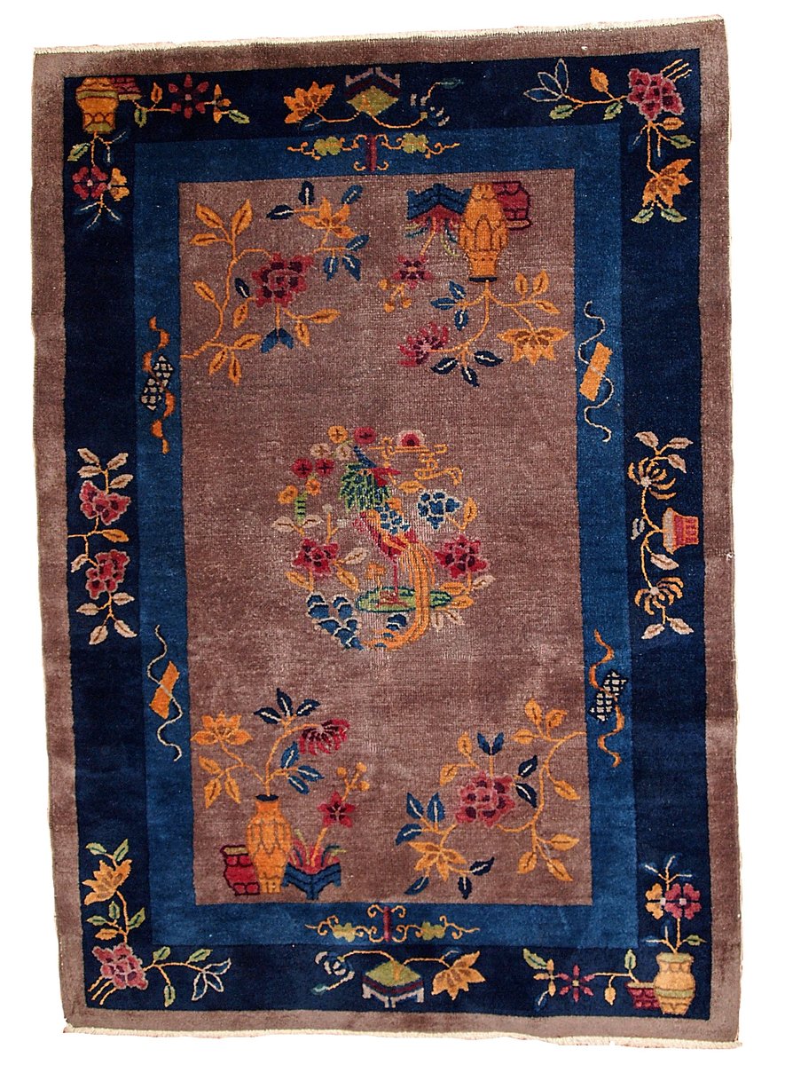 hangefertigter chinesischer art deco teppich 1920er 1