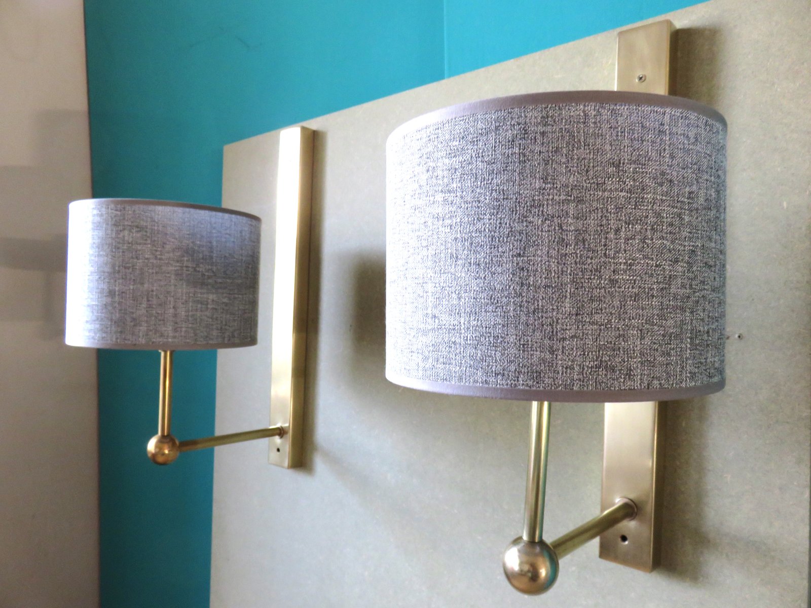 Large Brass Wall Lights, 1970s, Set of 2 for sale at Pamono
