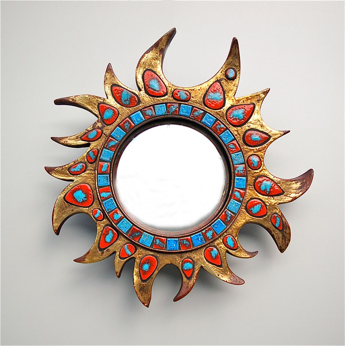 Convex Wall Mirror vintage vibrant convex wall mirror with ceramic insets from Convex Wall Mirror vintage vibrant convex wall mirror with ceramic insets from