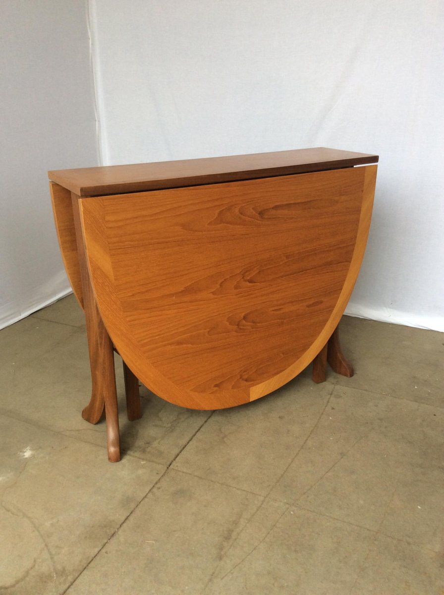 Mid-Century Oval Fold Up Teak Dining Table from Nathan for sale at Pamono