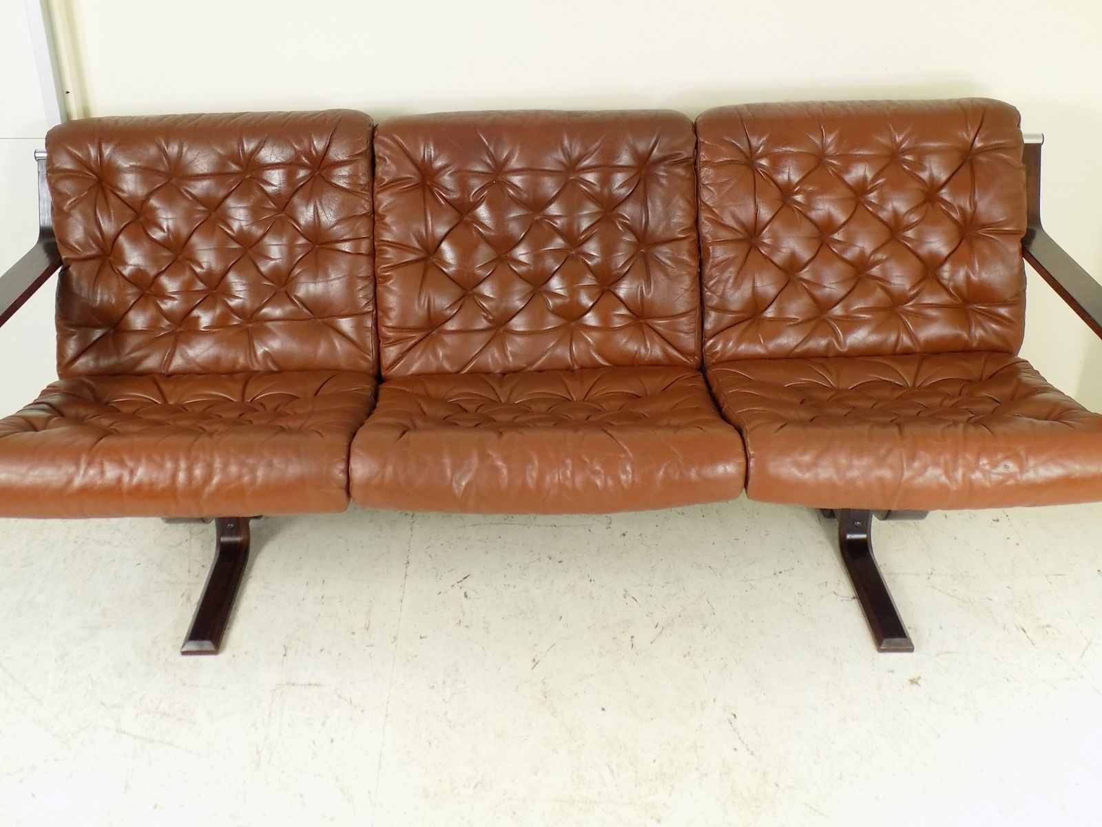 Brown Leather Sofa by Sigurd Ressell for Vatne M¸bler Norway 1977
