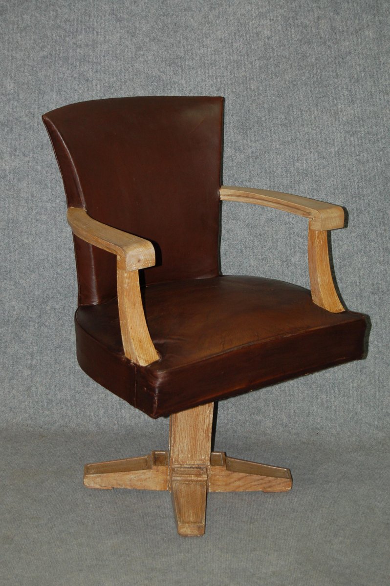 Art Deco Leather Office Chair, 1930s for sale at Pamono