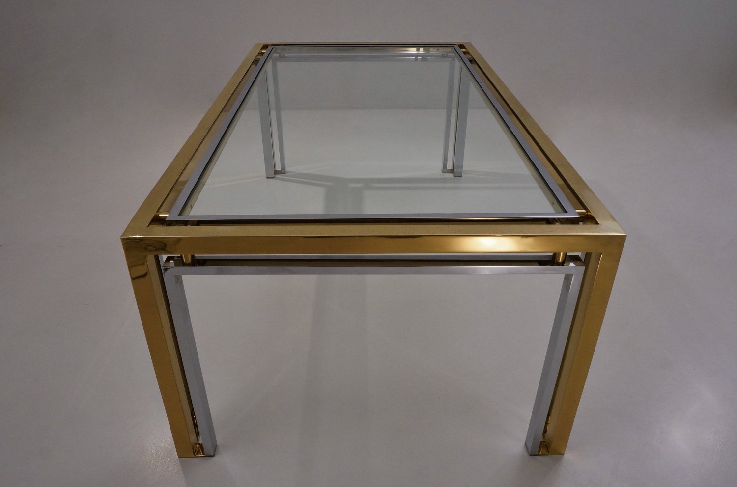 italian brass & chrome coffee tableromeo rega, 1970s for sale italian brass & chrome coffee tableromeo rega, 1970s for sale