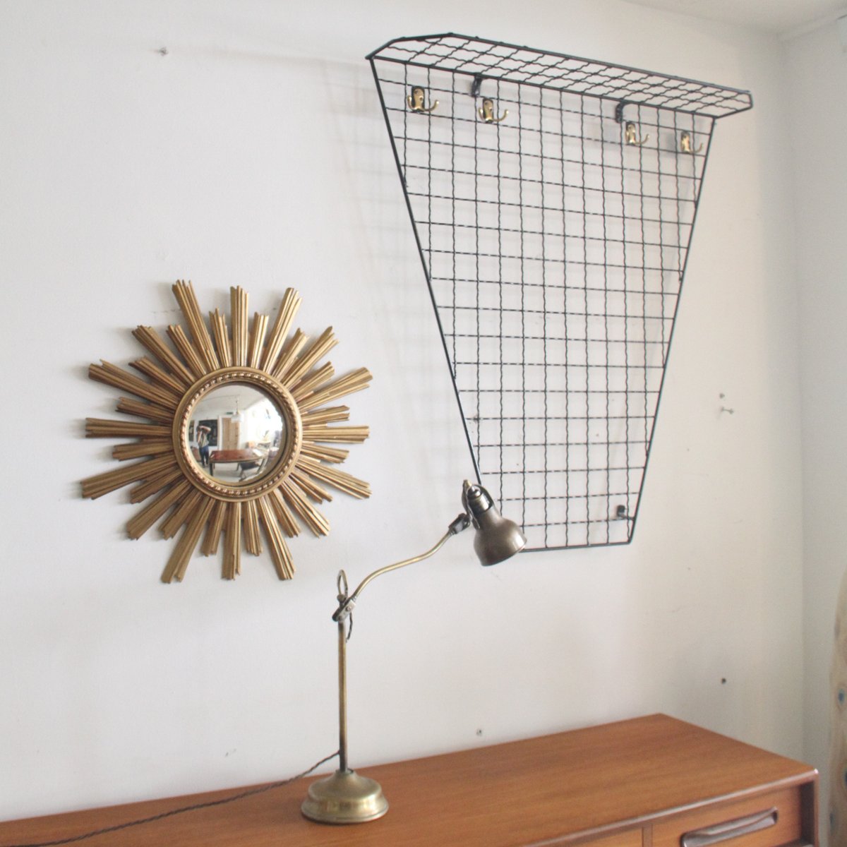 French Black Metal Wall-Mounted Coat Rack, 1960s for sale at Pamono