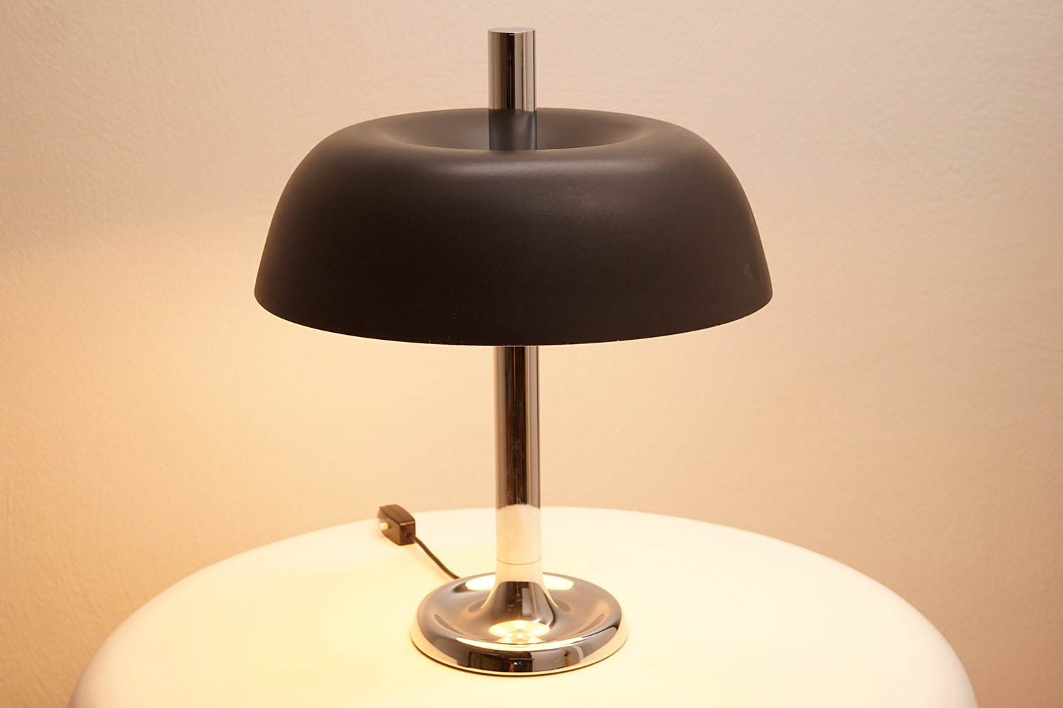 Vintage Large Table Lamp with Brown Shade from Hillebrand ...
