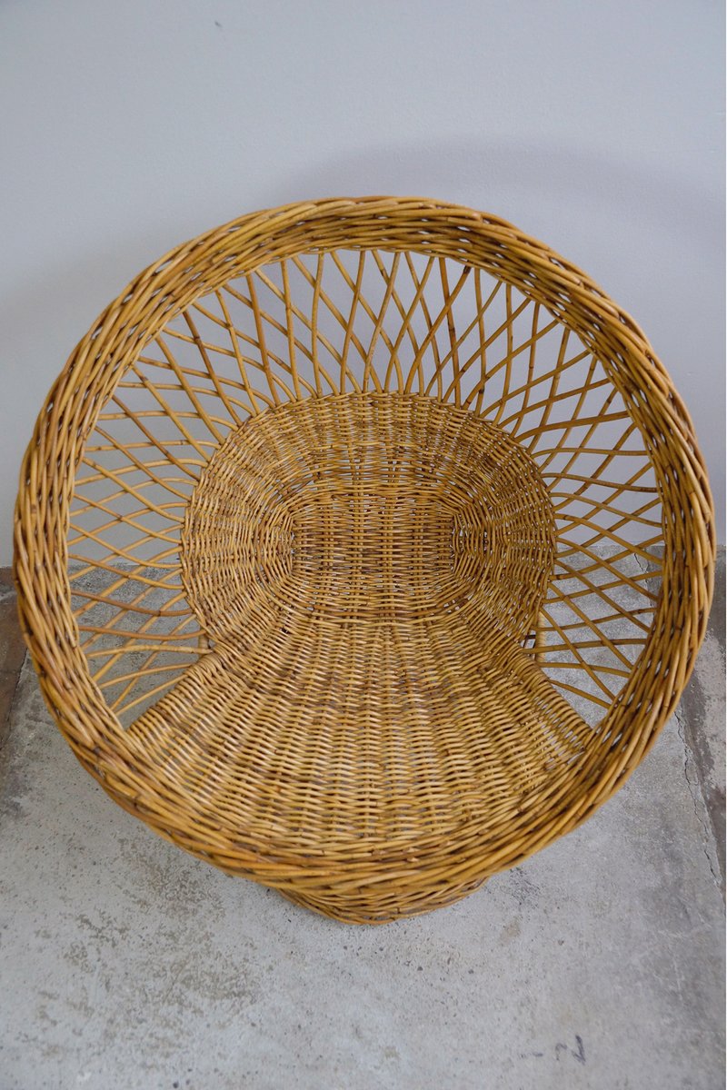 vintage wicker basket swivel chairs set of 6 11