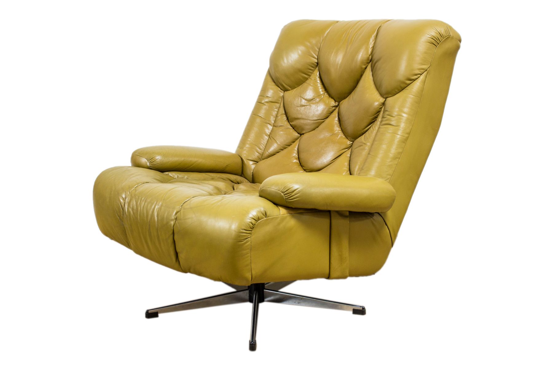 Vintage Danish Brown Leather Swivel Armchair For At Pamono Vintage Danish Brown Leather Swivel Armchair