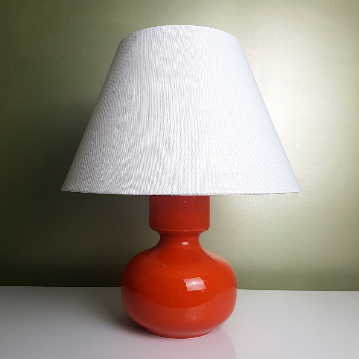 Orange Ceramic Lamp Design Ideas Vintage Lamp With Orange Ceramic Base And Shade In Fabric En Vente