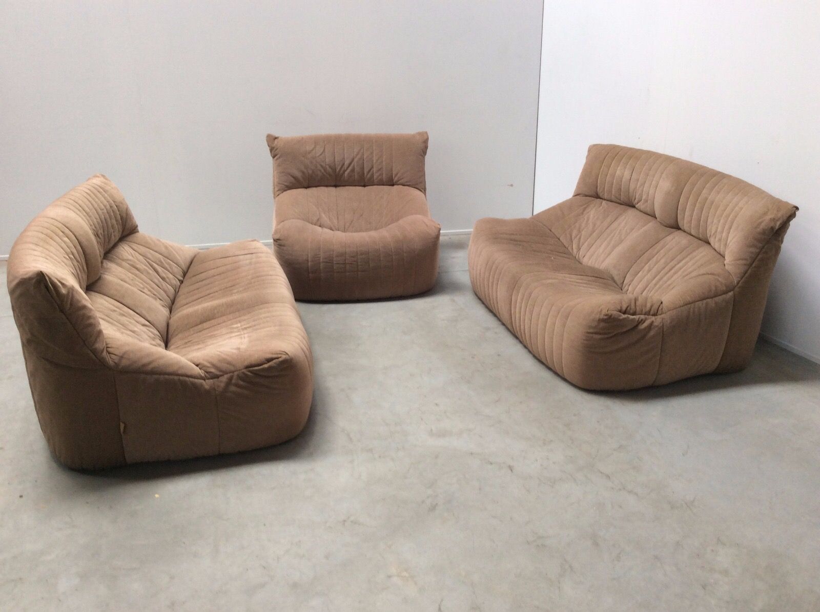 Vintage Aralia Living Room Set With 2 Sofas 1 Armchair By Michel