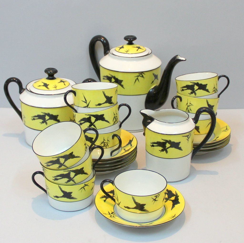 Vintage Art Deco Coffee Set in Porcelain from Limoges for sale at Pamono