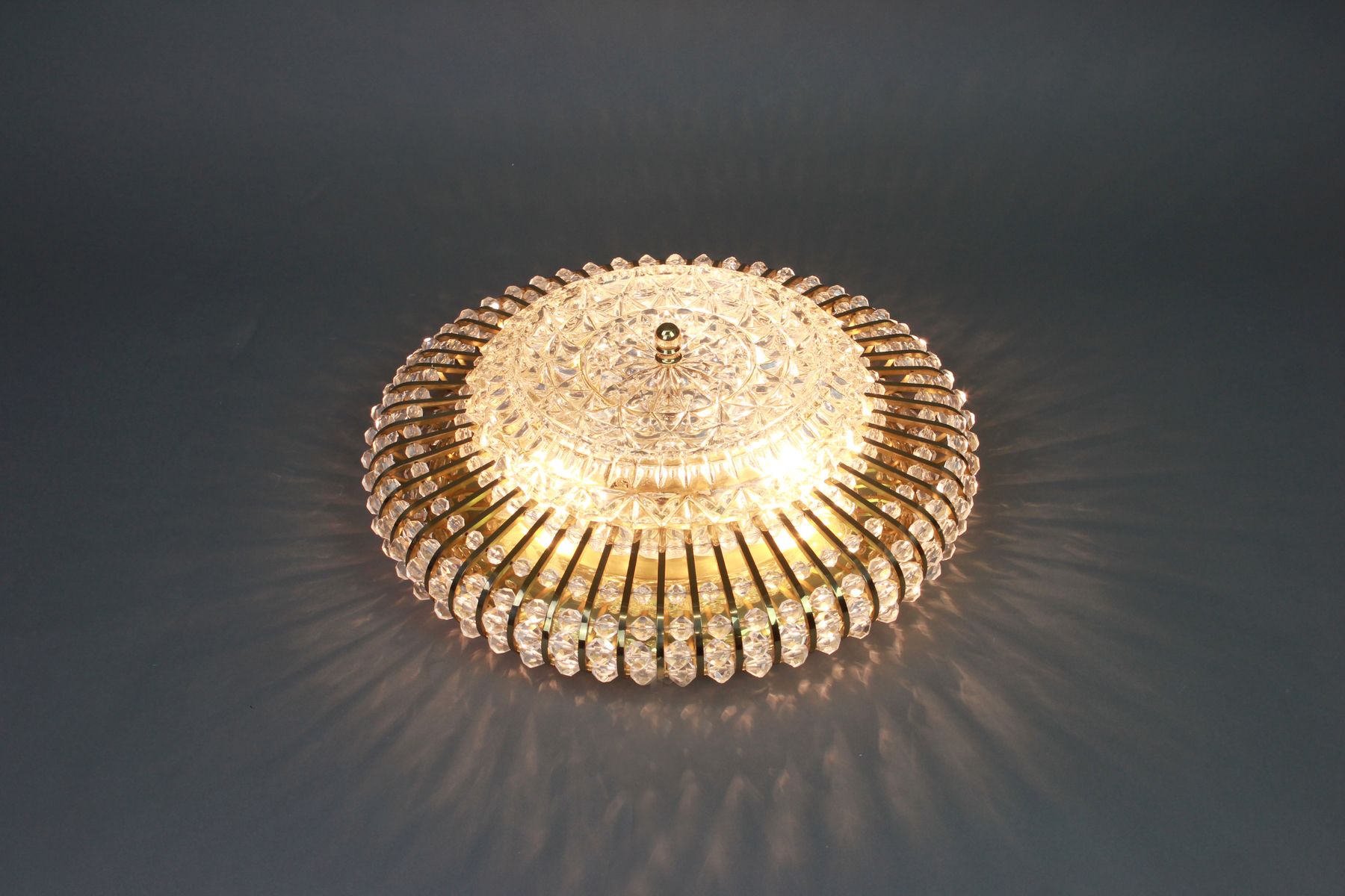 Large Brass, Glass & Lucite Bead Wall Lights from Hillebrand, 1960s, Set of 2 for sale at Pamono
