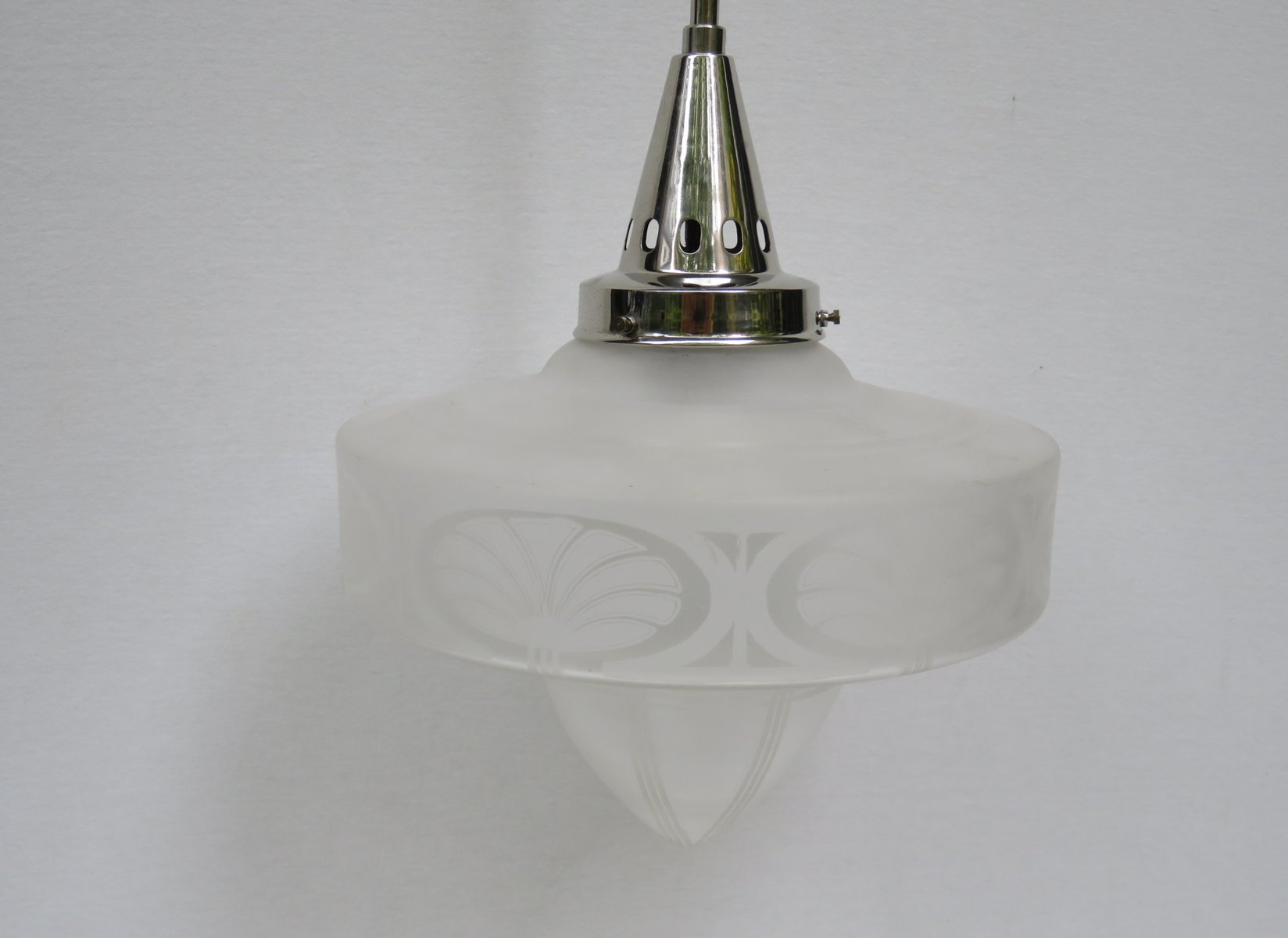 Vintage Art Deco Frosted Glass Ceiling Light for sale at Pamono