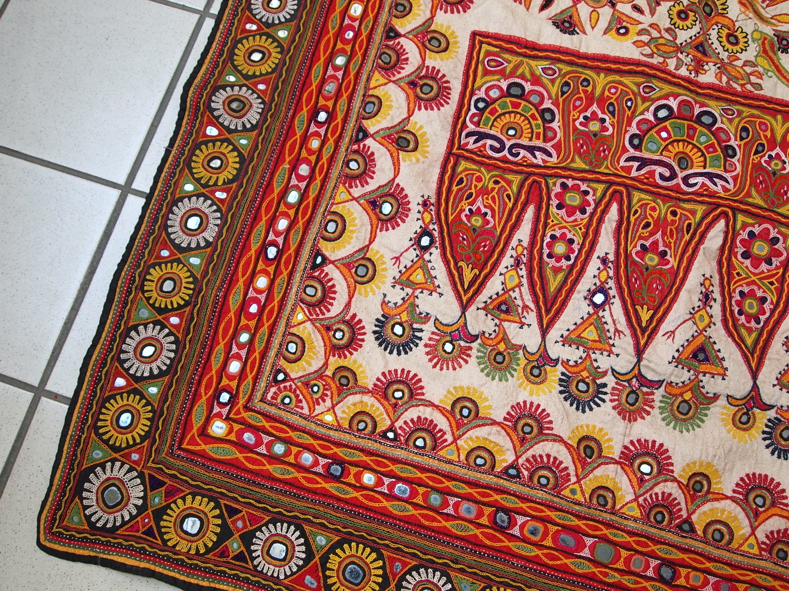 Vintage Handmade Indian Embroidered Tapestry, 1950s for sale at Pamono