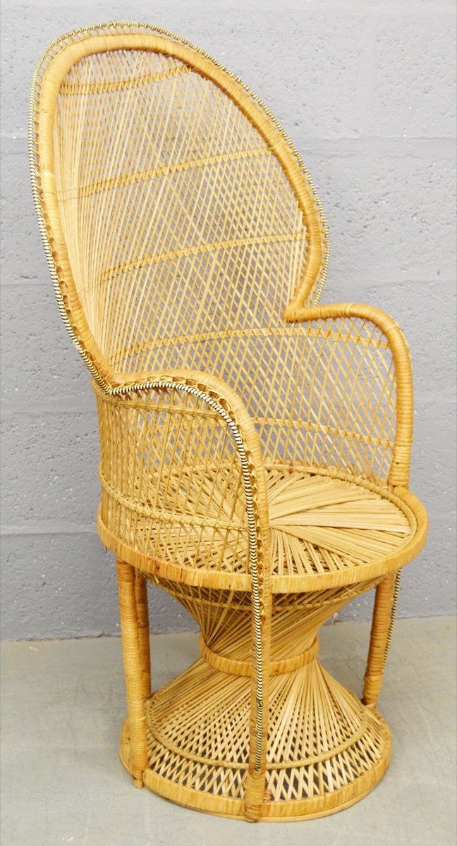 Mid-Century Wicker Peacock Chair, 1970s for sale at Pamono