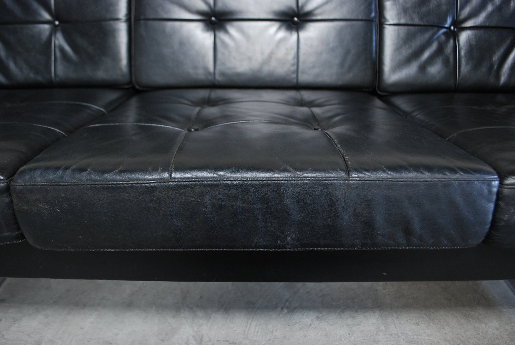 Vintage Black Leather Sofa 1960s for sale at Pamono
