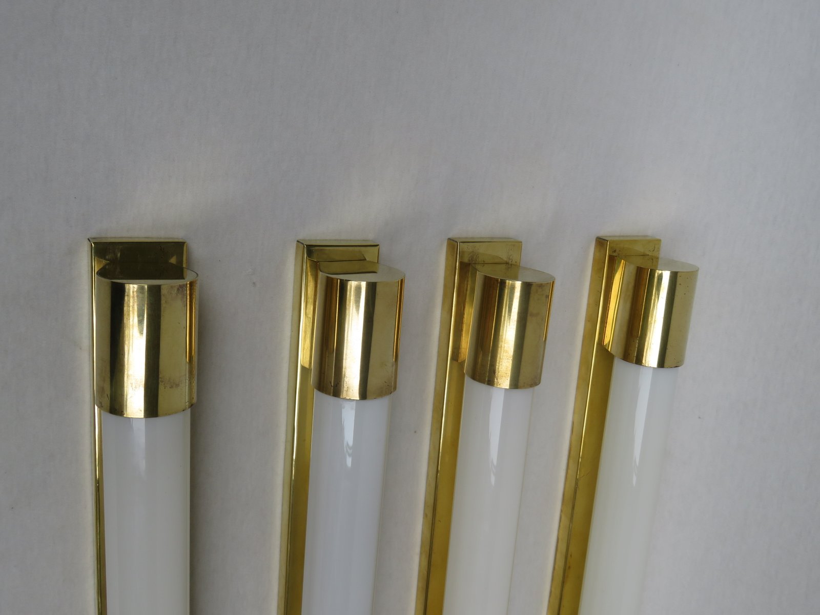 Art Deco Brass Wall Lights, Set of 4 for sale at Pamono