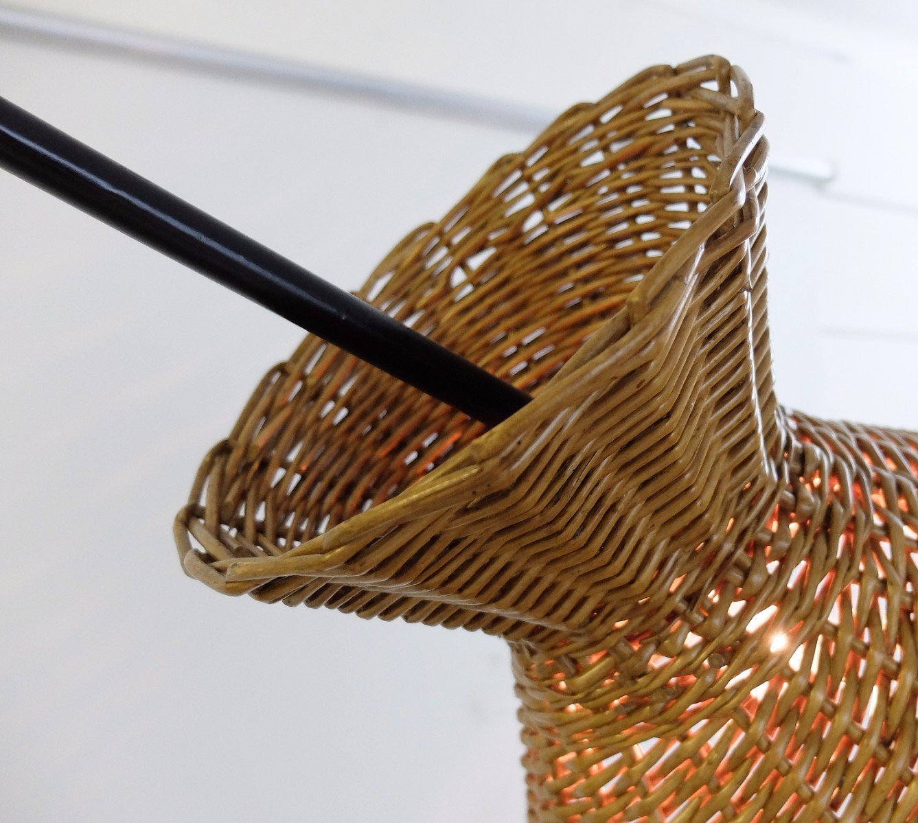 Vintage Tripod Floor Lamp with Rattan Basket for sale at Pamono