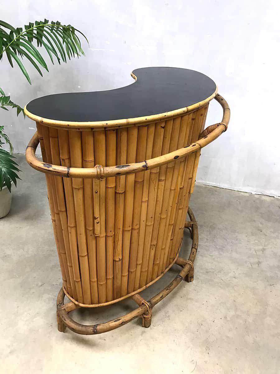 Vintage Bamboo Cocktail Bar for sale at Pamono