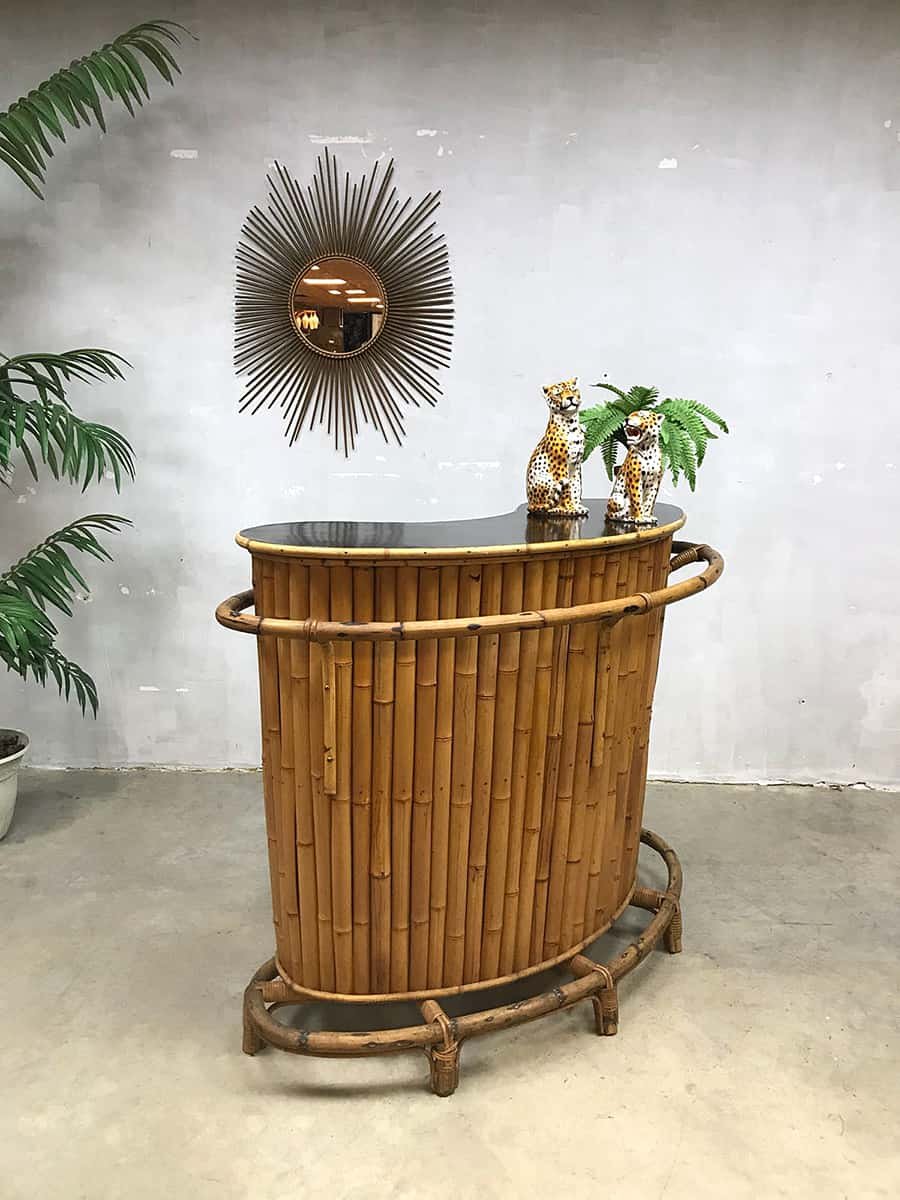 Vintage Bamboo Cocktail Bar for sale at Pamono