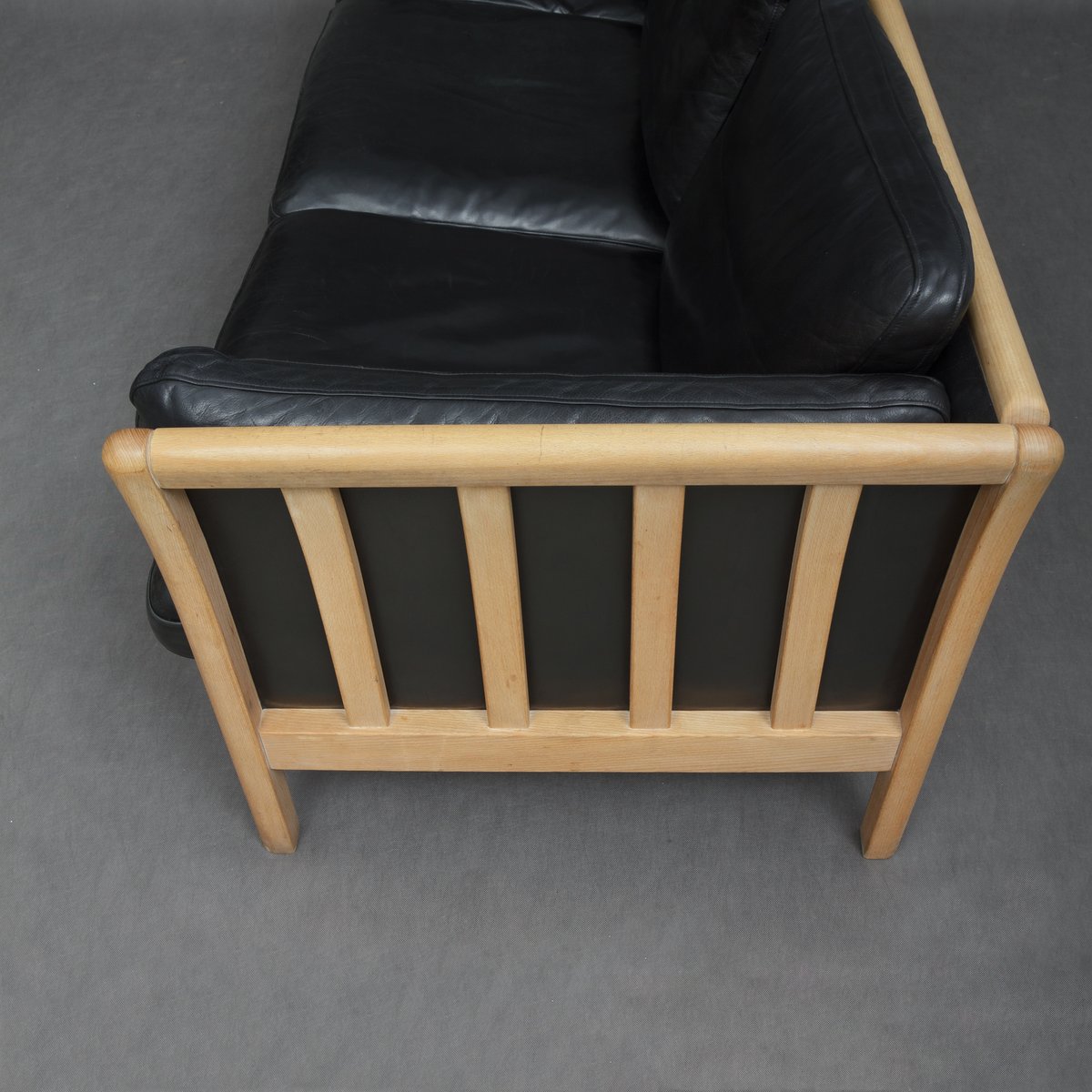 Danish Black Leather Sofa by Mogens Hansen 1980s for sale