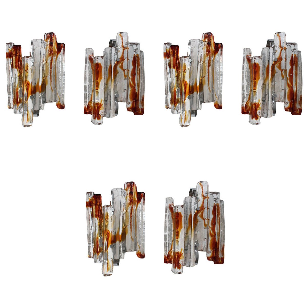 Vintage Sculptural Murano Glass Wall Sconce from Mazzega for sale at Pamono