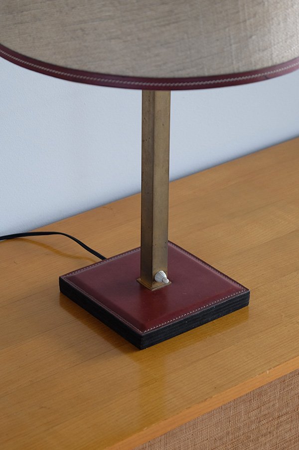 Leather Trim Table Lamp by Delvaux, 1960 for sale at Pamono