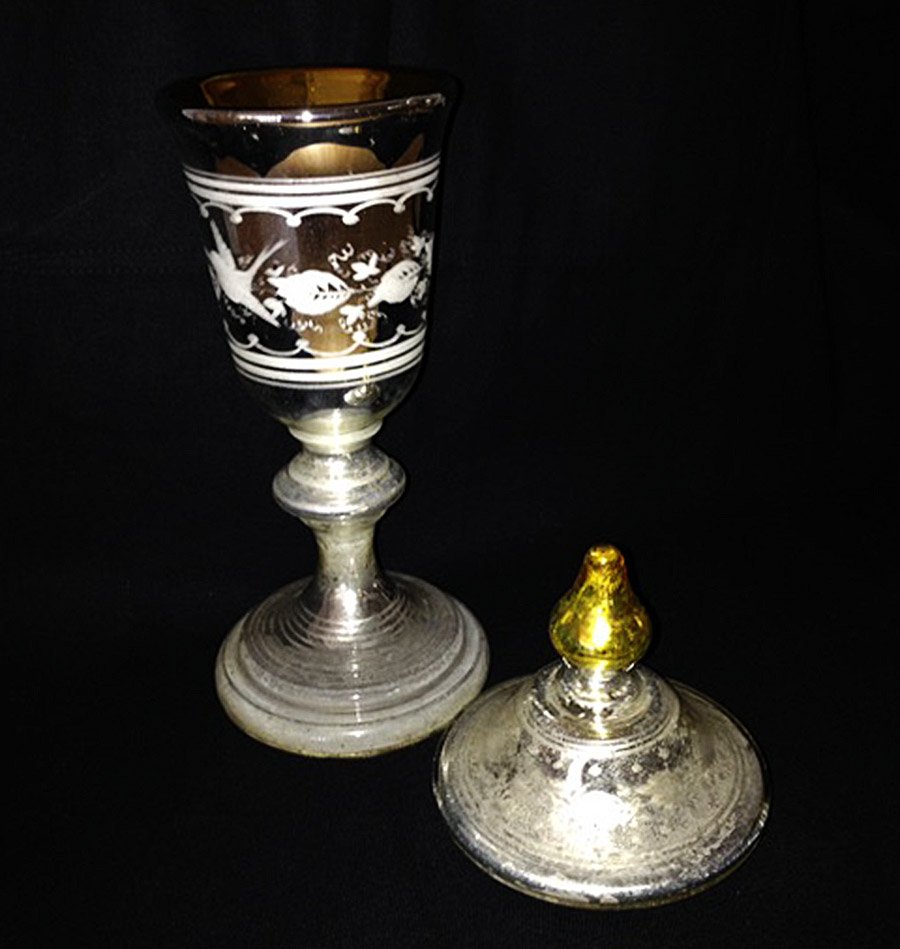 Antique Mercury Glass Chalice, 19th Century for sale at Pamono