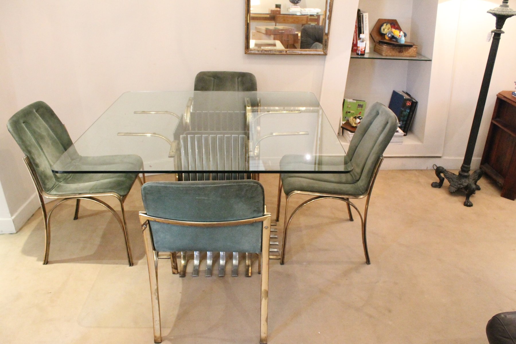 italian glass dining table with four chairs, 1970 for sale at pamono italian glass dining table with four chairs, 1970 for sale at pamono