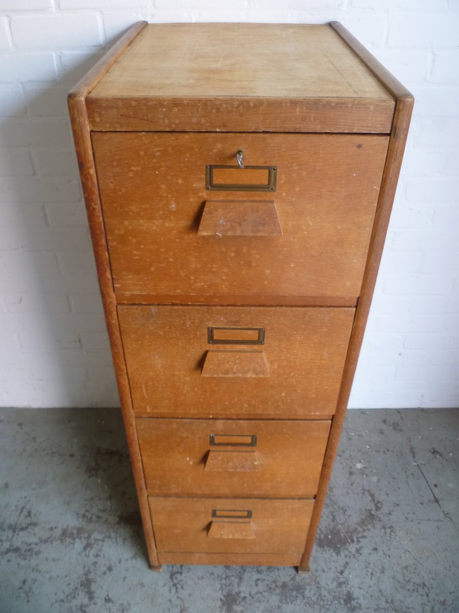 Wooden Archive with 4 Drawers for sale at Pamono