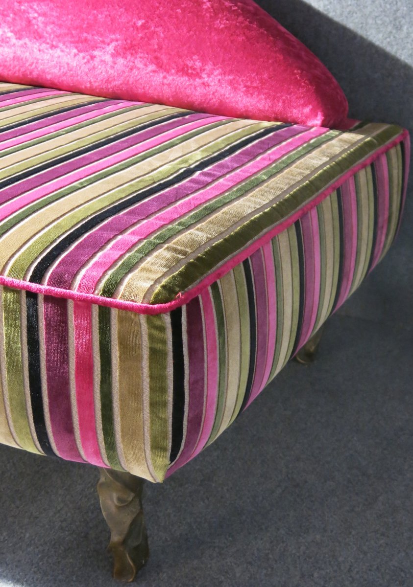 Pink Italian Art Deco Velvet Chaise Lounge for sale at Pamono