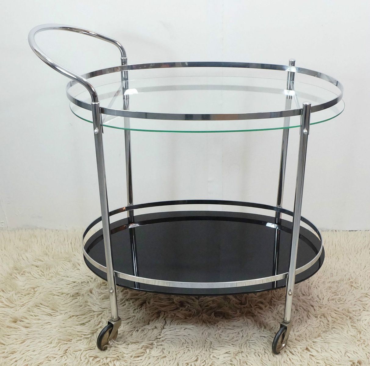 Chrome & Glass Serving Trolley for sale at Pamono