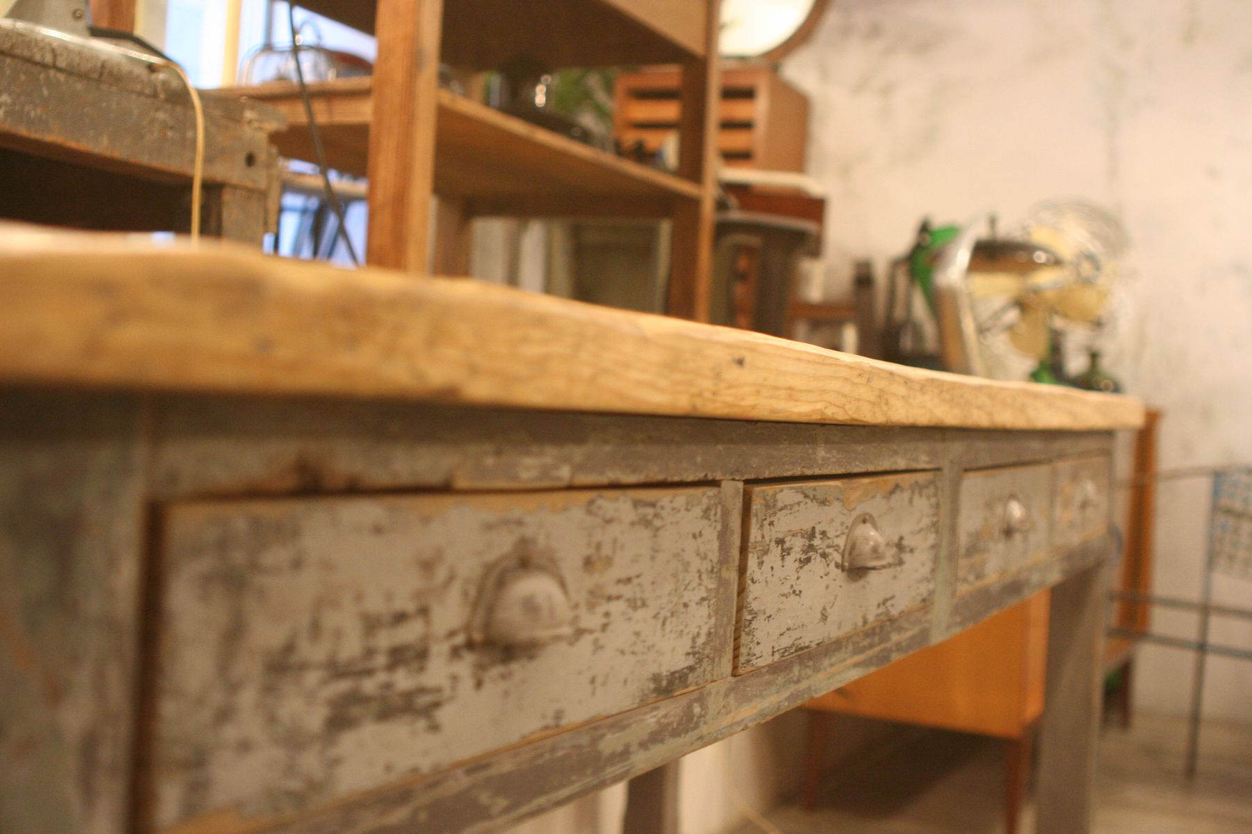 Portuguese Vintage Industrial Workbench for sale at Pamono