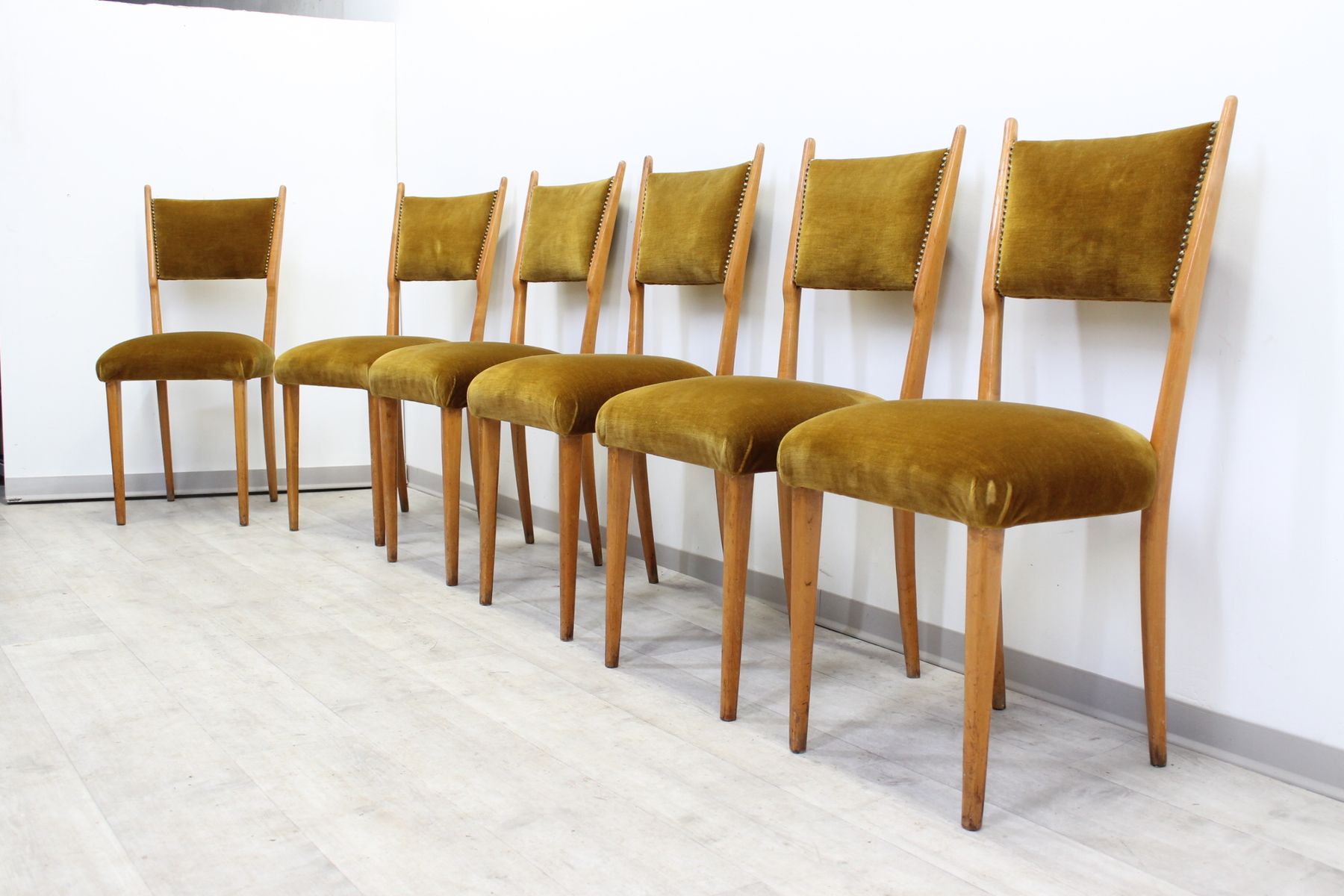 Italienische Mid Century Eichenholz Esszimmersthle 6er Set Bei